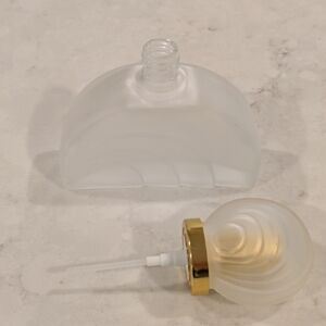 Elegant Frosted Glass Perfume Bottle with Gold Accents
